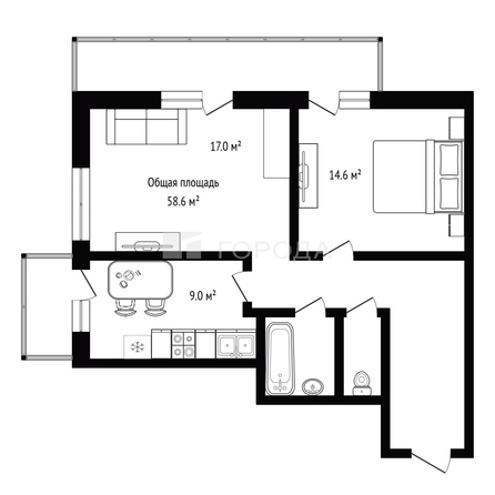 
  Продается 2-комн. квартира 58.6 м². Фото 1.