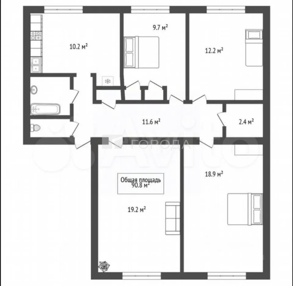 
  Продается 4-комн. квартира 90.8 м². Фото 12.