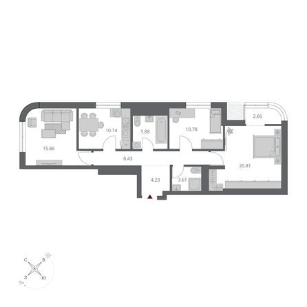 
  Продается 3-комн. квартира 83 м², в ЖК Беринг, дом 3. Фото 1.