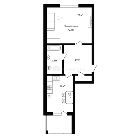 
  Продается 1-комн. квартира 42.2 м². Фото 23.