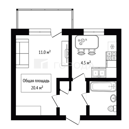 
  Продается 1-комн. квартира 20.4 м². Фото 2.