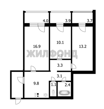 
  Продается 3-комн. квартира 59.9 м². Фото 12.