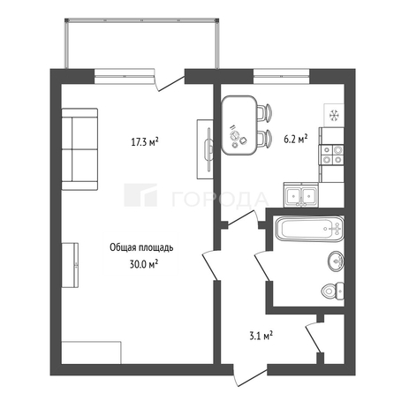 
  Продается 1-комн. квартира 30 м². Фото 14.