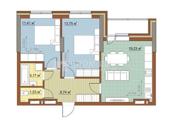 
  Продается 2-комн. квартира 57.9 м², в ЖК Островский. Фото 21.