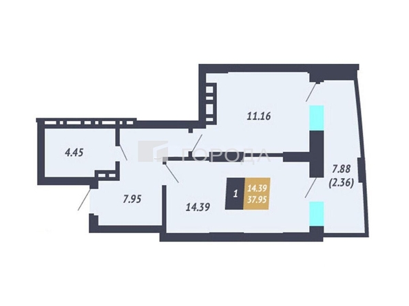 
  Продается 1-комн. квартира 46 м², в ЖК Калининский-2. Фото 29.
