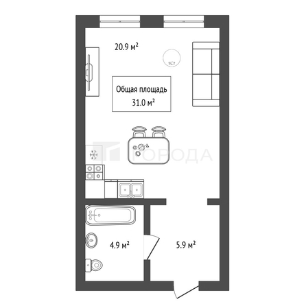 
  Продается студия 31 м². Фото 16.