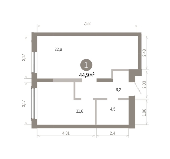 
  Продается 1-комн. квартира 44.85 м², в ЖК Европейский берег, дом 46. Фото 2.