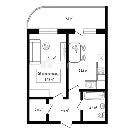 
  Продается 1-комн. квартира 37.3 м², в ЖК Ельцовский, 1-2 б/с. Фото 35.