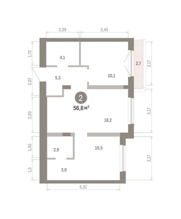 
  Продается 2-комн. квартира 56.76 м², в ЖК Европейский берег, дом 46. Фото 1.