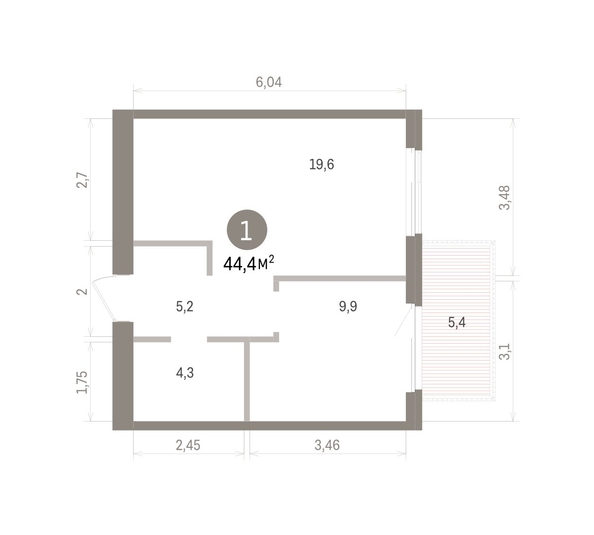 
  Продается 1-комн. квартира 44.36 м², в ЖК Пшеница, дом 5.2. Фото 1.