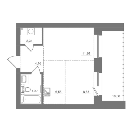 
  Продается студия 47.87 м², в ЖК Спектр, дом 10. Фото 1.