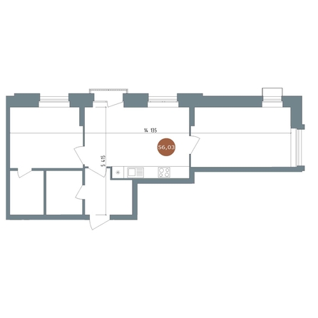 
  Продается 2-комн. квартира 56 м², в  19/56 Кварталы Телецентра, 2. Фото 1.