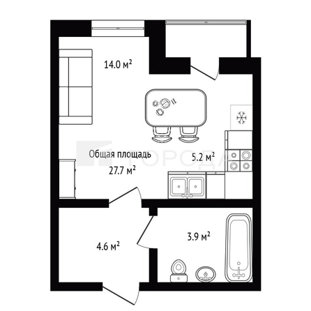 
  Продается студия 27.7 м². Фото 2.