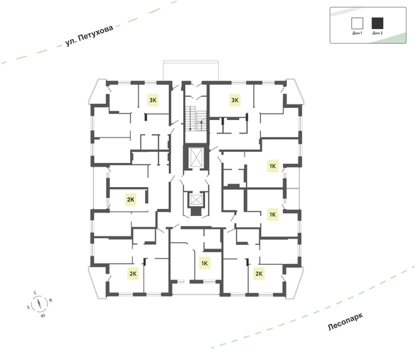 
  Продается 2-комн. квартира 58.3 м², в ЖК На Петухова, дом 1. Фото 2.