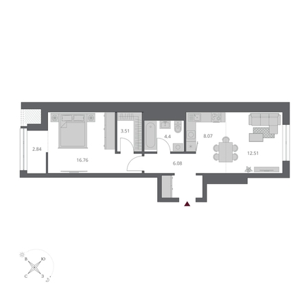
  Продается 2-комн. квартира 54.17 м², в ЖК Беринг, дом 3. Фото 2.