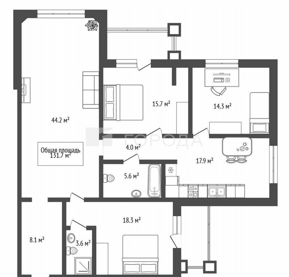 
  Продается 4-комн. квартира 131 м². Фото 28.