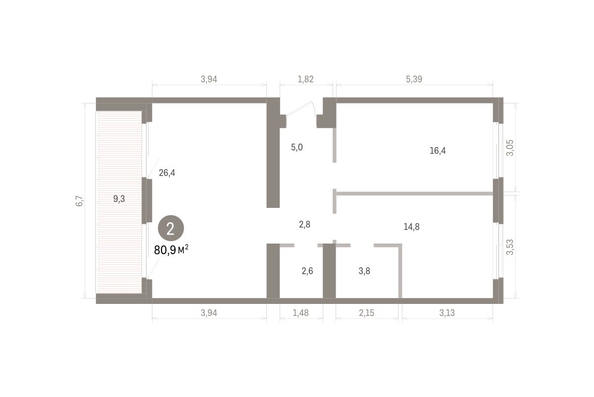 
  Продается 2-комн. квартира 80.92 м², в ЖК Пшеница, дом 5.2. Фото 1.