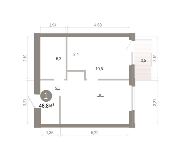 
  Продается 1-комн. квартира 46.74 м², в ЖК Город на озере. Фото 1.
