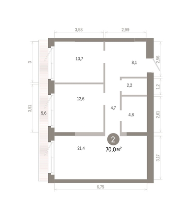 
  Продается 2-комн. квартира 69.95 м², в ЖК Город на озере. Фото 1.