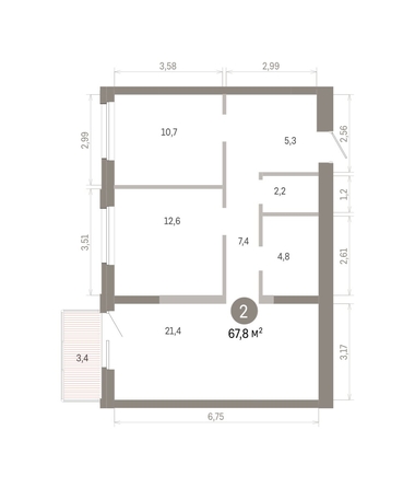 
  Продается 2-комн. квартира 67.8 м², в ЖК Город на озере. Фото 1.