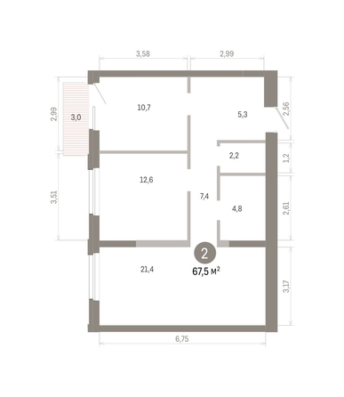 
  Продается 2-комн. квартира 67.45 м², в ЖК Город на озере. Фото 1.