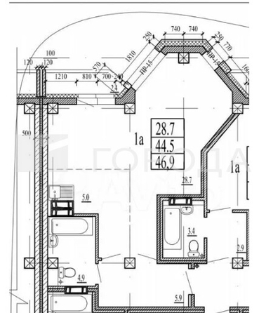 
  Продается студия 44 м², в ЖК Прибрежный. Фото 1.