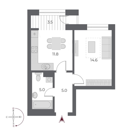 
  Продается 1-комн. квартира 39.7 м², в ЖК ОСКАР, дом 1. Фото 1.