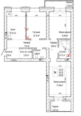 
  Продается 3-комн. квартира 81 м², в ЖК Гринарт, дом 5. Фото 13.