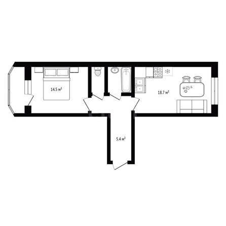 
  Продается 1-комн. квартира 46.8 м², в ЖК Тихвинский квартал, корпус 2. Фото 2.