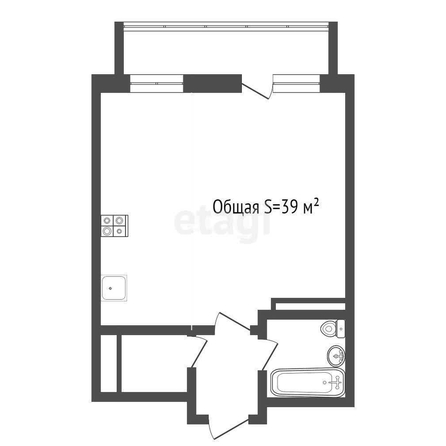 
  Продается студия 39 м². Фото 12.