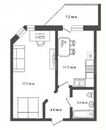 
  Продается 1-комн. квартира 44.4 м². Фото 16.