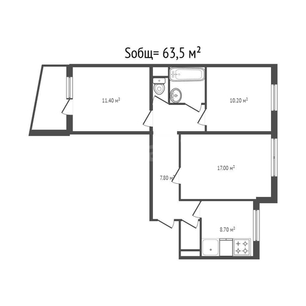 
  Продается 3-комн. квартира 63.5 м². Фото 1.