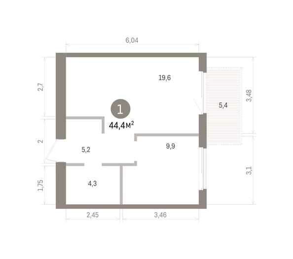 
  Продается 1-комн. квартира 44.36 м², в ЖК Пшеница, дом 5.2. Фото 1.