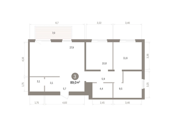 
  Продается 3-комн. квартира 89 м², в ЖК Пшеница, дом 5.2. Фото 3.