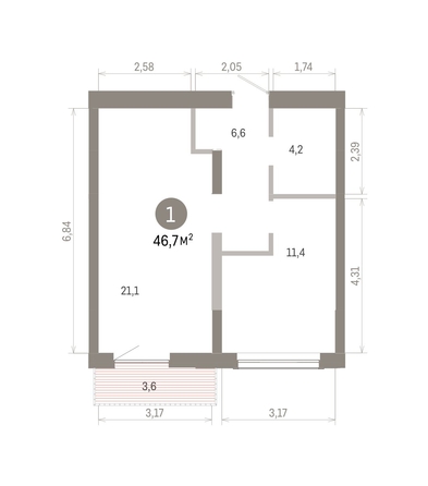 
  Продается 1-комн. квартира 46.72 м², в ЖК Европейский берег, дом 46. Фото 1.
