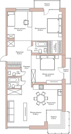 
  Продается 4-комн. квартира 138.96 м², в ЖК Флора и Фауна, 12г. Фото 1.