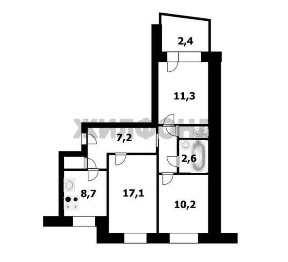 
  Продается 3-комн. квартира 62.9 м². Фото 16.