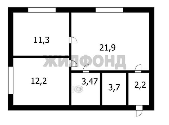 
  Продается 3-комн. квартира 56.9 м². Фото 2.