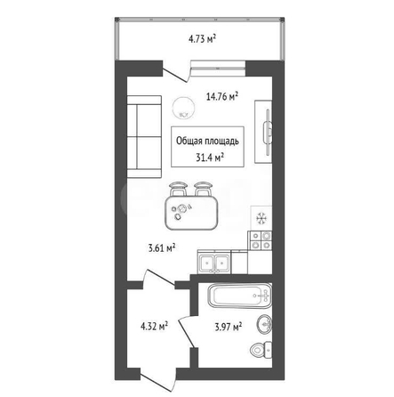 
  Продается студия 31.4 м². Фото 20.