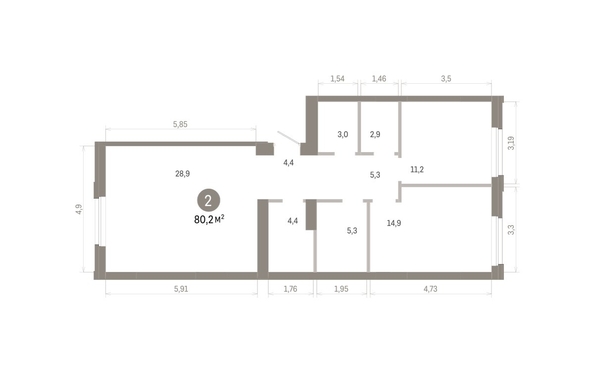 
  Продается 2-комн. квартира 80.21 м², в ЖК Город на озере. Фото 1.