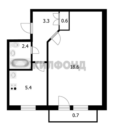 
  Продается 1-комн. квартира 30.3 м². Фото 10.