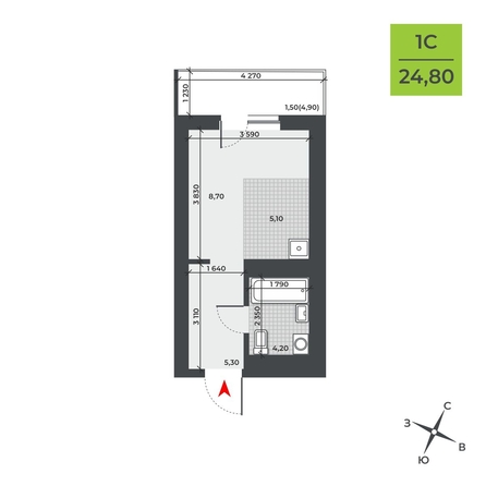 
  Продается студия 23.3 м², в ЖК ДНК. Фото 2.