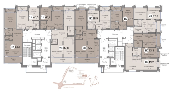 
  Продается 2-комн. квартира 68.5 м², в ЖК Тайм Сквер. Фото 19.