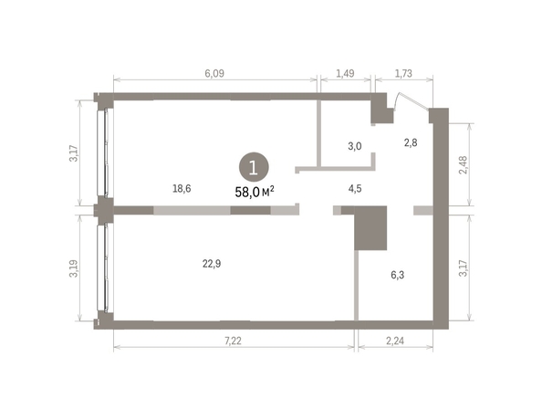 
  Продается 1-комн. квартира 57.99 м², в ЖК Европейский берег, дом 32. Фото 1.