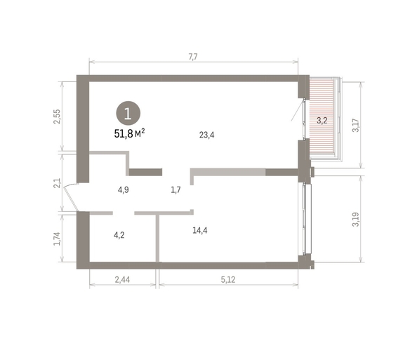 
  Продается 1-комн. квартира 51.83 м², в ЖК Европейский берег, дом 32. Фото 1.