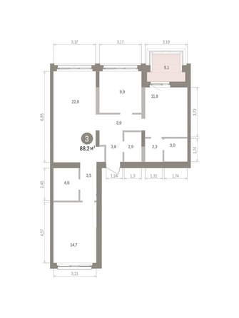 
  Продается 3-комн. квартира 88.96 м², в ЖК Европейский берег, дом 32. Фото 1.