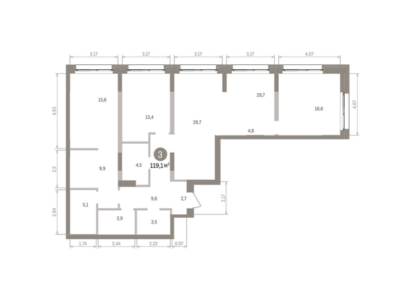 
  Продается 3-комн. квартира 119.05 м², в ЖК Европейский берег, дом 32. Фото 1.