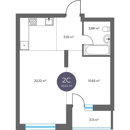 
  Продается 2-комн. квартира 40.34 м², в  Квартал на Российской, дом 3. Фото 1.