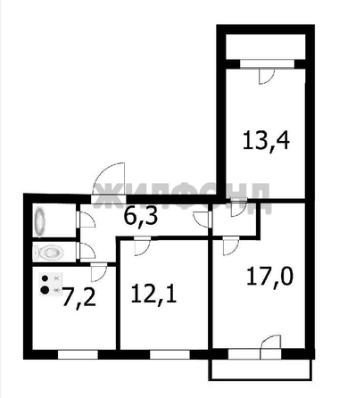 
  Продается 3-комн. квартира 65 м². Фото 27.