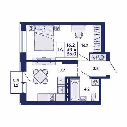 
  Продается 1-комн. квартира 35 м², в ЖК Сила леса, корп 2. Фото 1.
